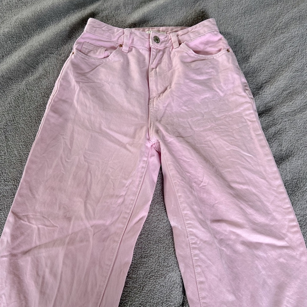 pink straight leg jeans